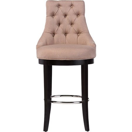 Baxton Studio Harmony Button-tufted Beige Upholstered Bar Stool with Footrest 119-6384